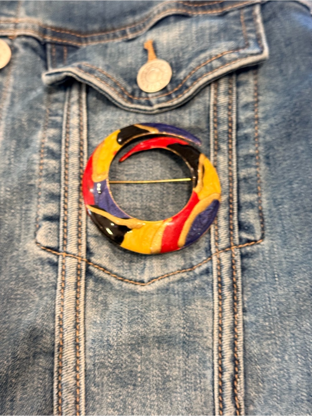 Multicolor Round Resin Hair Brooch - Yellow, Red, Blue, Purple, Black